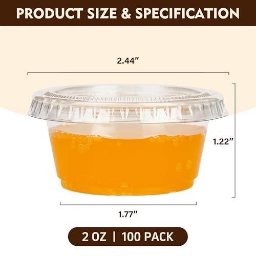 YEEHAW 2 oz Jello Shot Cups with Lids - 100 Pack Disposable Portion Cups