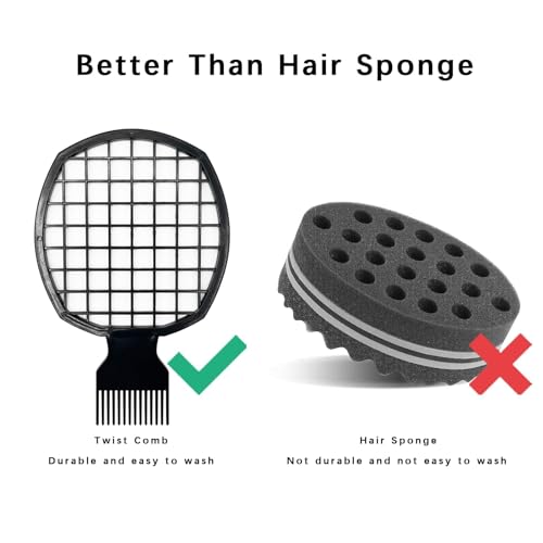 Kootinn Twist Hair Comb Brush 2-Pack, Dual-Sided ABS Styling Tool for Curls