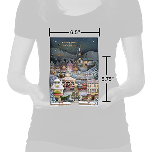 Christmas Pop Up Card - Winter Village Scene with Merry Christmas & Happy New Year - Variation of Merry Christmas and Happy New Year