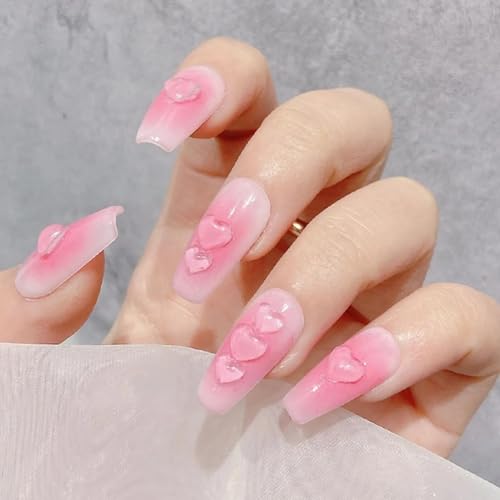 Clear Heart Nail Art Charms - 250pcs 3D Mixed Size Resin Rhinestones