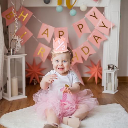 Rose Gold Birthday Glitter Crown Hat for Baby Party Photo Props