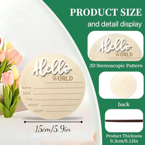 Personalized Wooden Baby Announcement Sign Hello World Newborn Keepsake