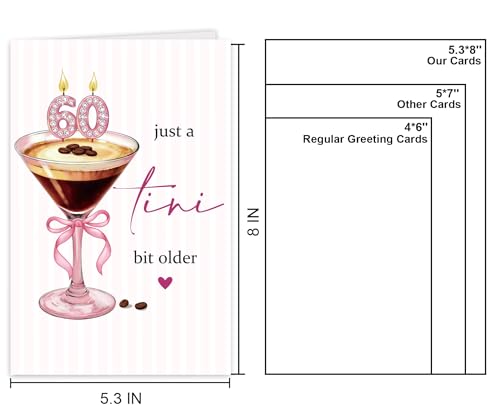 RPJIEKINXU 60th Birthday Card for Her - Funny Martini & Coffee Gift, 'A Tini Bit Older' Variation