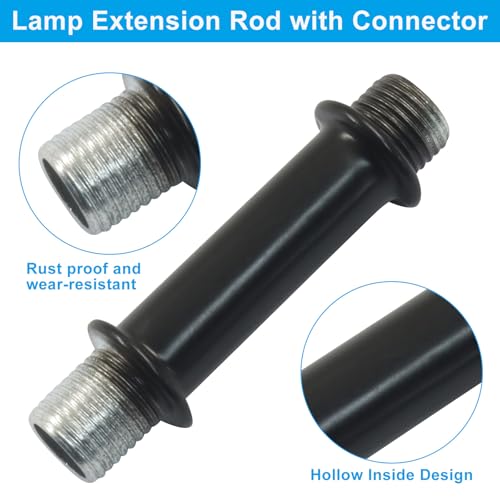 Piutouyar 4-Piece 50mm Black Straight Pipe Lamp Stem Kit