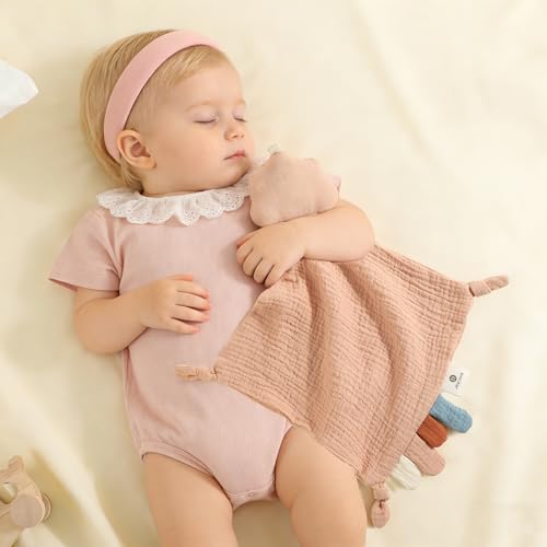 Muslin Baby Lovey Security Blanket - Soft Khaki & Beige Clouds