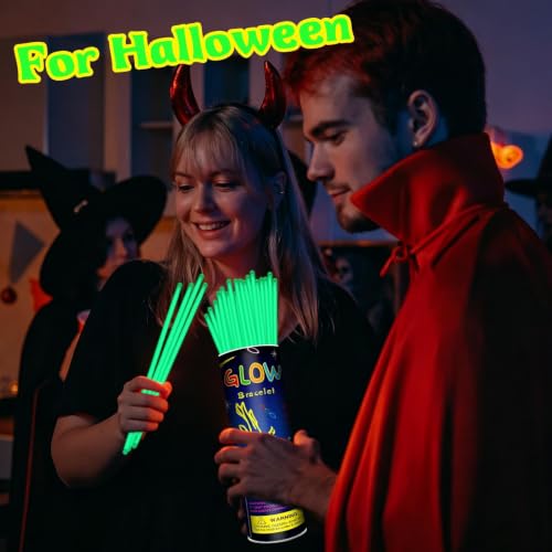 100-Pack 8" Green Glow Sticks with Connectors – Neon Party Favors