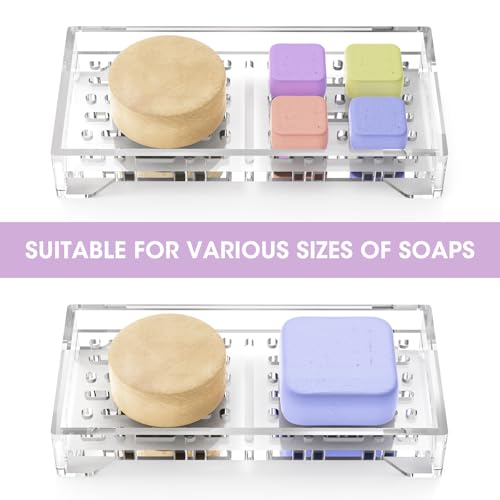 NiHome Self-Draining Soap Dish - Clear Acrylic Holder with 360° Airflow