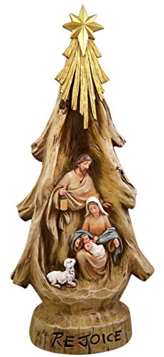 Nativity Scene Sculpture - Holy Family Resin Figurine for Christmas Decor, 16.5"