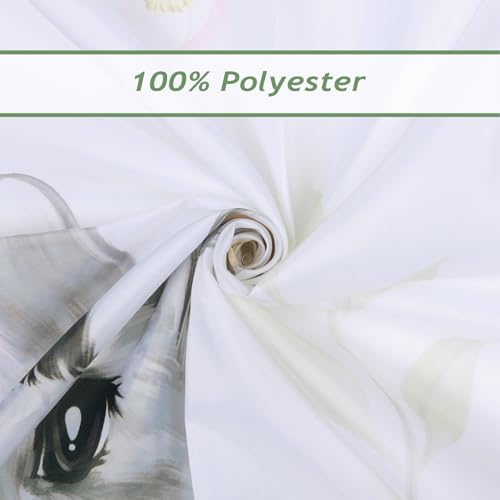 Bonhause Easter Bunny Shower Curtain, Floral Spring Bathroom Decor, 72x72 In