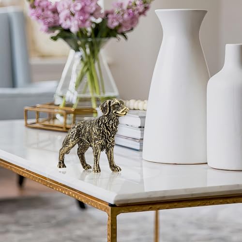 Solid Brass Mini Golden Retriever Dog Figurine – 1.85" Retro Animal Statue
