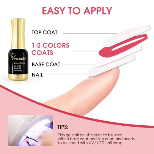 Venalisa Coral Red Gel Nail Polish 12ml Soak Off UV LED Manicure