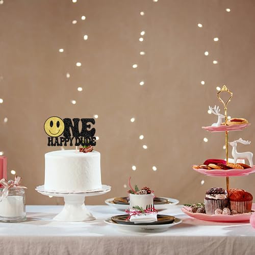 Happy Dude Cake Topper - First Birthday Decorations, 6.6" x 8.7"