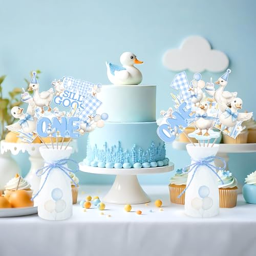 Blue Goose First Birthday Centerpiece Stickers - 24 Pcs
