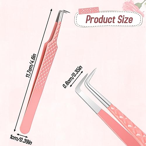 Mozeat Lens Lash Tweezers for Eyelash Extensions High Precision Nano Fiber Tip Pink