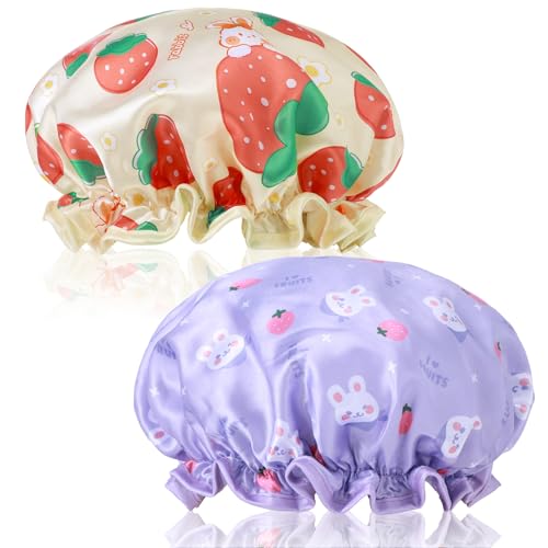 cobee Kids Waterproof Shower Cap, Cute Rabbit Reusable Toddler Bath Bonnet