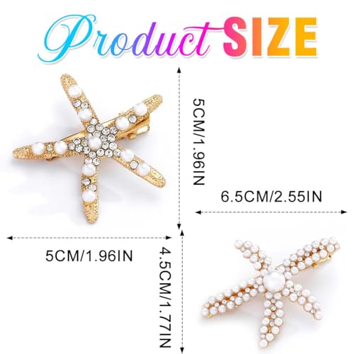 Fashey Gold Starfish & Pearl Hair Clips Mermaid Beach Hair Accessories