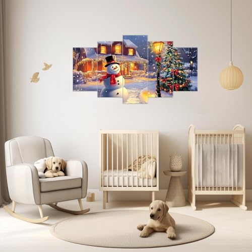 Christmas Snowman Wall Art Canvas Prints Set - White, 8x14, 8x18, 8x22 Inches
