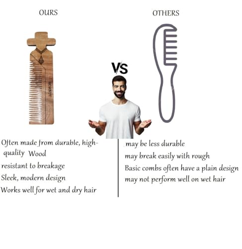 Sandalwood Pocket Hair Comb for Men - Wooden Detangling & Beard Grooming Comb