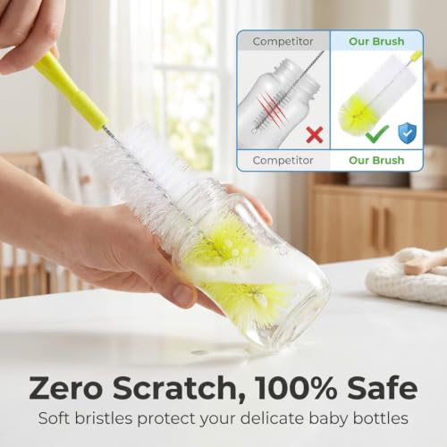 Tayiamel Green 5-Piece Bottle Brush Set with Straw Cleaner