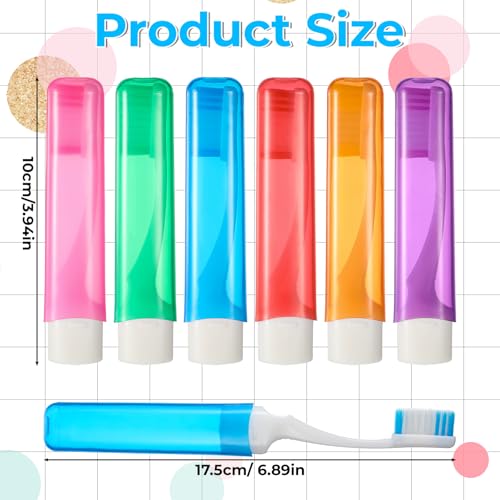 6 Pcs Travel Toothbrush Set, Portable Foldable Toothbrushes with Case