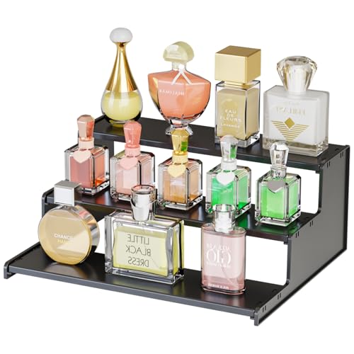 Yieach Black 3-Tier Perfume Display Stand for Men Collection Organizer