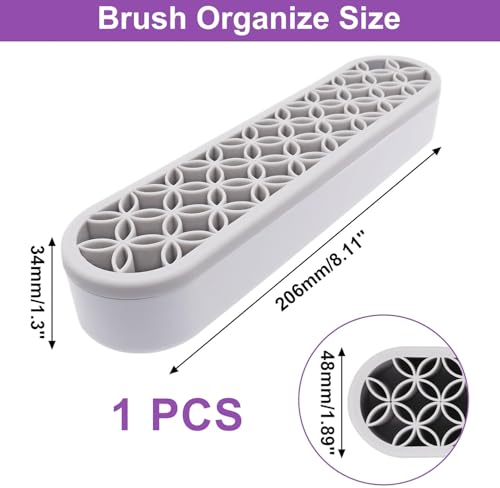 Light Grey Silicone Makeup Brush Holder Organizer - Multifunctional Storage