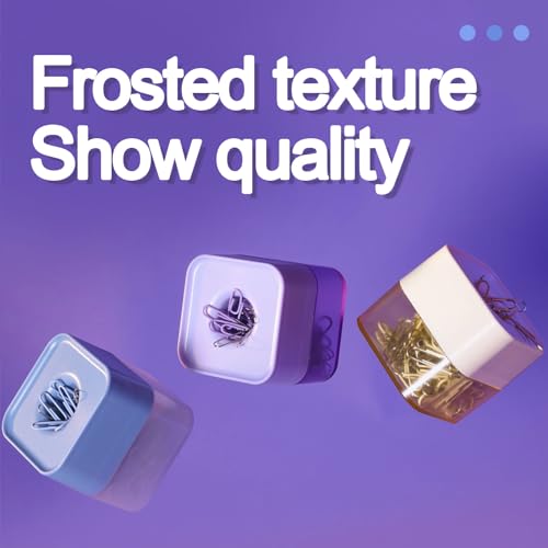 MultiBey Magnetic Paper Clip Holder - Square Frosted Dispenser (Lilac)