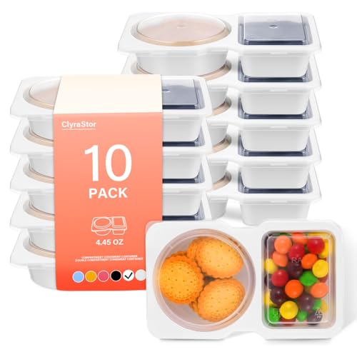 ClyraStor Double Compartment Snack Containers with Lids - 20PCS