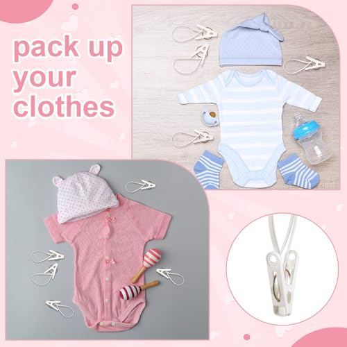 Honeydak 30 Pack Baby Hangers with Clips for Pants & Socks, White