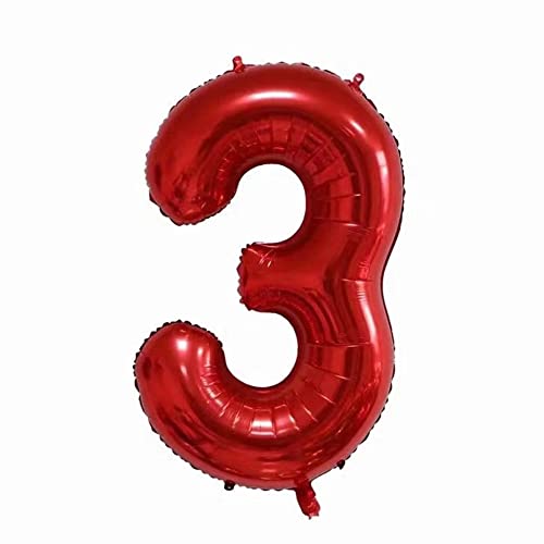 40 Inch Red Number 3 Balloon for 3rd Birthday Party