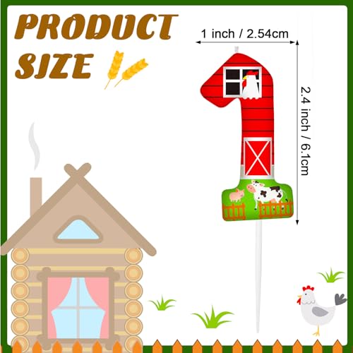 Farm Theme Number 1 Birthday Candle for First Birthday Parties