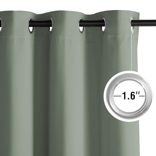 NICETOWN Room Darkening Curtains, Sage Green 52"W x 63"L - Set of 2