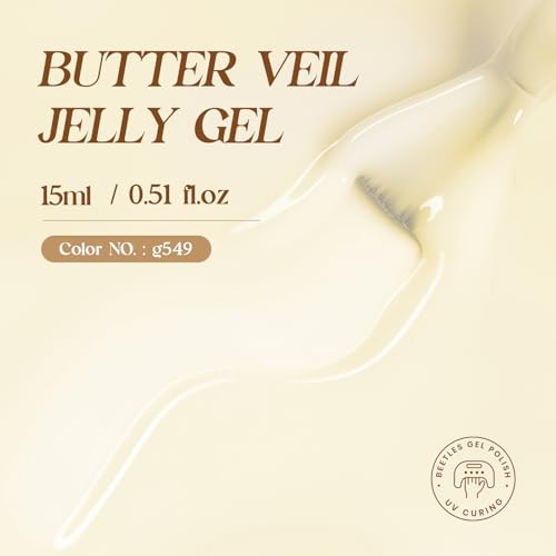 Beetles Butter Yellow Jelly Gel Nail Polish 15ml Sheer Nude UV Soak Off