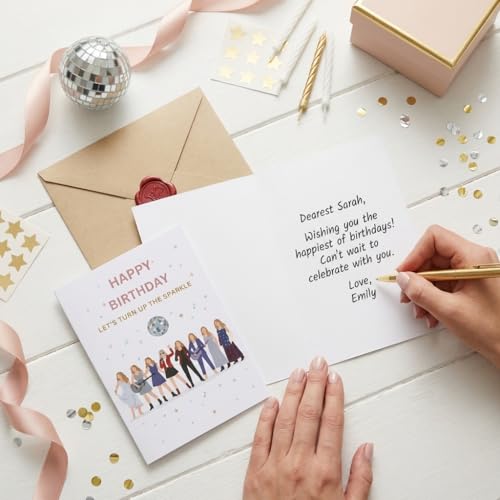 Retro Disco Birthday Card for Best Friend with Envelope and Sticker