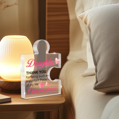 Acrylic Puzzle Piece Desk Sign - Daughter Birthday and Graduation Gift