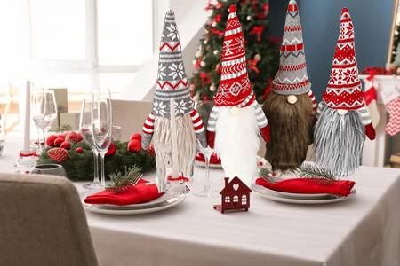 Casual Handmade Swedish Gnome Wine Covers 4 Pack - Christmas Bottle Toppers