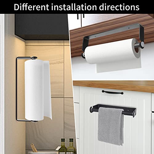 PEDORUBY Under Cabinet Paper Towel Holder - Wall Mount, Black