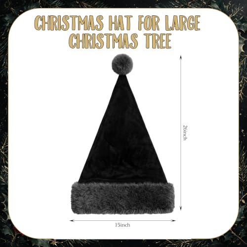 Gothic Black Santa Hat Tree Topper 26 x 15 Inch Christmas Decor - Versatile Holiday Ornament
