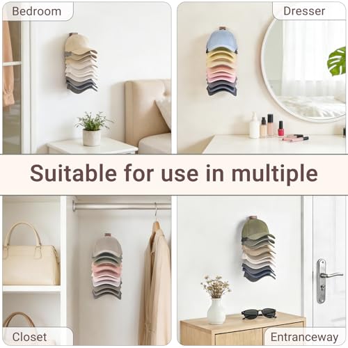 Mkono Small Wall-Mounted Hat Organizer for 10 Baseball Caps