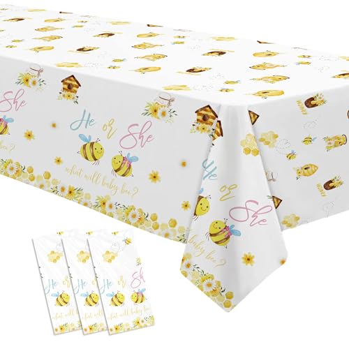 Bumble Bee Gender Reveal Tablecloths - 3 Pack, 86x55in
