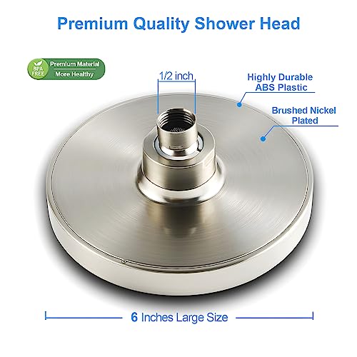 6-Inch High Pressure Rain Shower Head with Brushed Nickel Finish