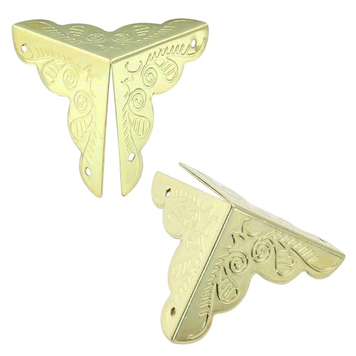 50 Pcs Gold Antique Box Corner Protectors 1"x1" for Furniture