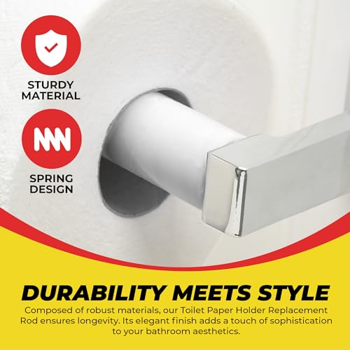 Qualihome White Spring Loaded Toilet Paper Roll Holder Replacement Rod