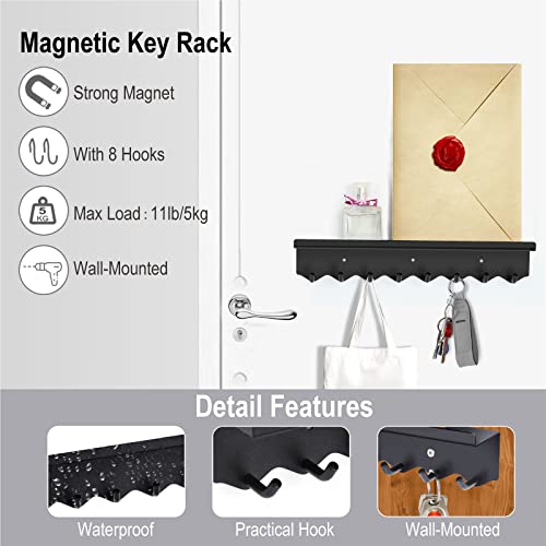 Volnamal Magnetic Key Holder with Mail Organizer & 8 Hooks