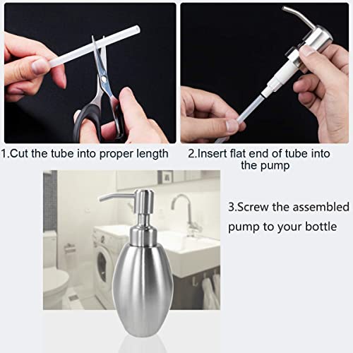 HILLHOME Stainless Steel Soap Dispenser Pump Replacement - Silver, 2 Pack