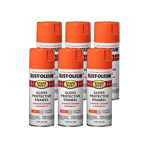 Rust-Oleum Stops Rust Protective Enamel Spray Paint, Gloss Orange, 12oz (6-Pack)