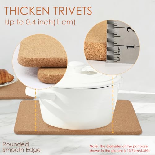 QPIX Rectangular Cork Trivets - 12" x 7" Heat Resistant Hot Pads (2 Pcs)