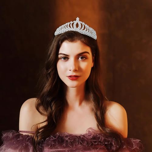 Crystal Princess Crown Tiara for Women Bridal Wedding Prom Hair Accessory