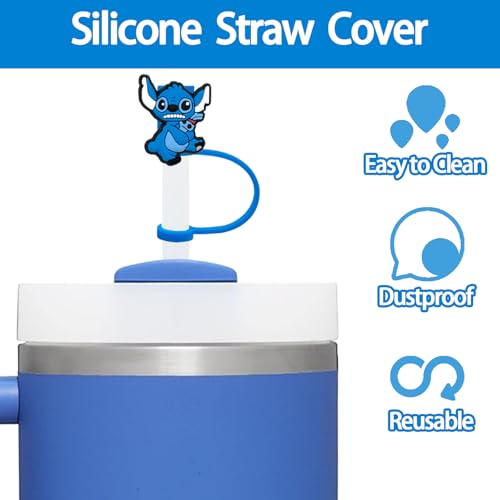 5PCS Silicone Straw Covers for Stanley Cup - Blue Monster Toppers