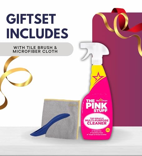 The Pink Stuff Multi-Purpose Cleaner Spray Bundle - 25.4 oz with Cloth & Brush